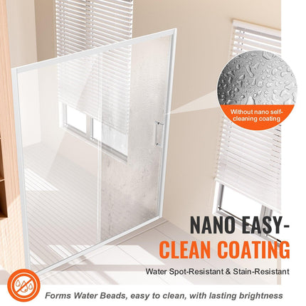 Semi-frameless Shower Door 57.7-59" x 70" SGCC Tempered Glass 1/4" Chrome.