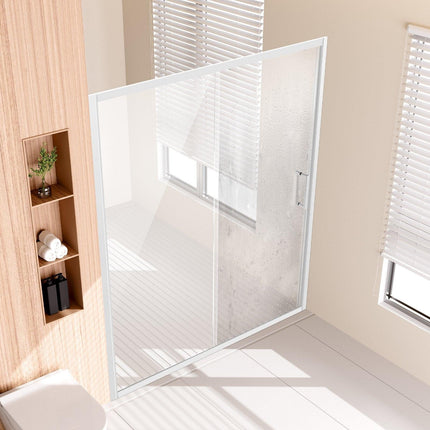 Semi-frameless Shower Door 57.7-59" x 70" SGCC Tempered Glass 1/4" Chrome.