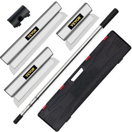 Skimming Blade Set,10"+16"+24" Blades + 35"-78" Extension Handle，European Stainless Steel Construction Knife, Aluminum Blade Profile Smoothing Knockdown Spatula for Gyprock/Drywall/Wall-Boa.