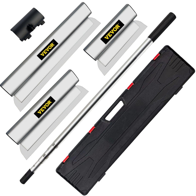 Skimming Blade Set,10"+16"+24" Blades + 35"-78" Extension Handle，European Stainless Steel Construction Knife, Aluminum Blade Profile Smoothing Knockdown Spatula for Gyprock/Drywall/Wall-Boa.
