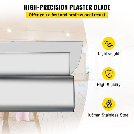 Skimming Blade Set,10"+16"+24" Blades + 35"-78" Extension Handle，European Stainless Steel Construction Knife, Aluminum Blade Profile Smoothing Knockdown Spatula for Gyprock/Drywall/Wall-Boa.