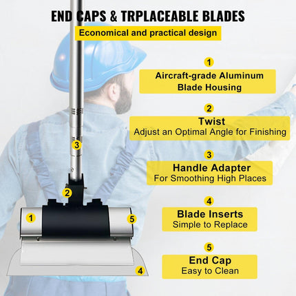 Skimming Blade Set,10"+16"+24" Blades + 35"-78" Extension Handle，European Stainless Steel Construction Knife, Aluminum Blade Profile Smoothing Knockdown Spatula for Gyprock/Drywall/Wall-Boa.