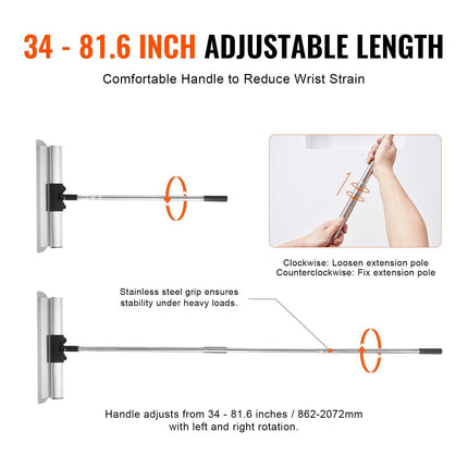 Drywall Skimming Blade Set, 10/16/24/32/40 in Skimming Blades + 34-81.6 in Extension Handle Pole, Stainless Steel Knife Professional Skim Coat Tools, for Gyprock/WallBoard/Plasterboard.