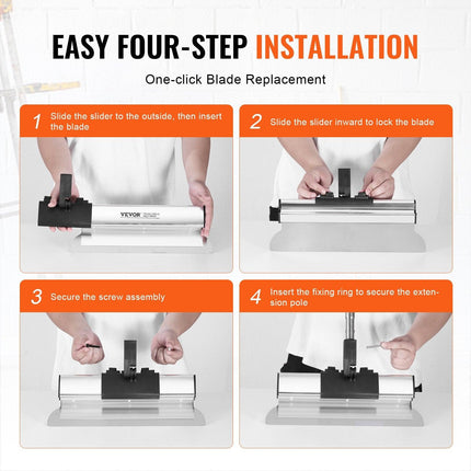 Drywall Skimming Blade Set, 10/16/24/32/40 in Skimming Blades + 34-81.6 in Extension Handle Pole, Stainless Steel Knife Professional Skim Coat Tools, for Gyprock/WallBoard/Plasterboard.