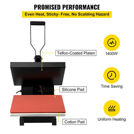 Heat Press 15X15 Inch Heat Press Machine Industrial Quality Power T Shirt Heat Press Sublimation Machine Clamshell Heat Press Machine for T Shirts.
