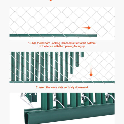 Bottom Locking Privacy Slats, Single-Wall Vertical Bottom-Locking Slats for Chain-Link Fence, High-Density HDPE Chain Link Slats Ideally Fit 1.2 m High Fence for Garden Farm Sports Field(Green).