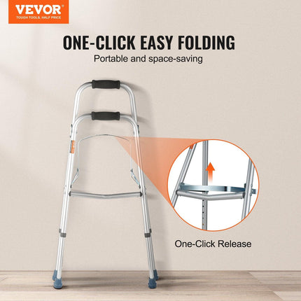 Folding Hemi Walker One Arm Mobility Walker for Senior & Adjustable Height.