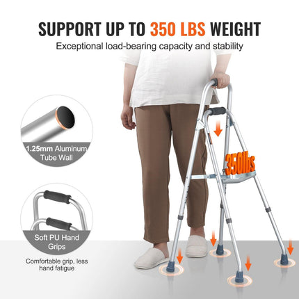 Folding Hemi Walker One Arm Mobility Walker for Senior & Adjustable Height.