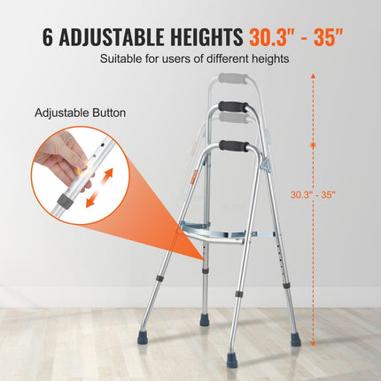 Folding Hemi Walker One Arm Mobility Walker for Senior & Adjustable Height.