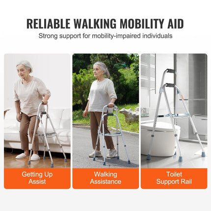 Folding Hemi Walker One Arm Mobility Walker for Senior & Adjustable Height.