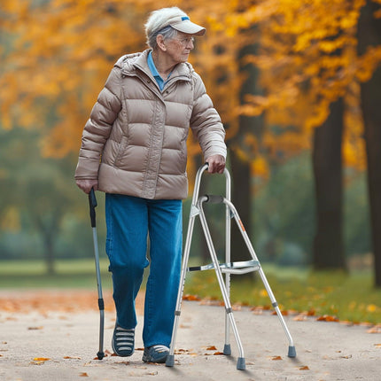 Folding Hemi Walker One Arm Mobility Walker for Senior & Adjustable Height.