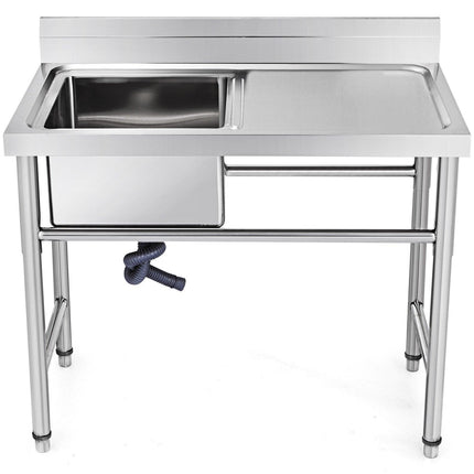 Handmade Sink Non-magnetic Stainless Steel Kitchen Sink Hand Made 1 Compartment 40.6 x 39.4 x 25.4 cm Capacity Huge Tub Sink with Right Hand Platform for Farmhouse Cafe Shop Hospital.