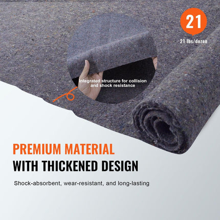 Moving Blankets, 1829 x 1372 mm, 12 kg/dz Weight, 12 Pack, Professional Recycled Cotton Packing Blanket, Large Heavy Duty Shipping Mover Pads Perfect for Protecting Furniture, Floors, Appliances.