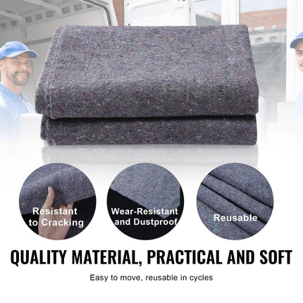Moving Blankets, 1829 x 1372 mm, 12 kg/dz Weight, 12 Pack, Professional Recycled Cotton Packing Blanket, Large Heavy Duty Shipping Mover Pads Perfect for Protecting Furniture, Floors, Appliances.