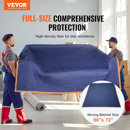 Moving Blankets, 2032 x 1829 mm, 29.5 kg/dz, 12 Packs, Professional Non-Woven & Recycled Cotton Packing Blanket, Heavy Duty Mover Pads for Protecting Furniture, Floors, Appliances, Blue/Orange.