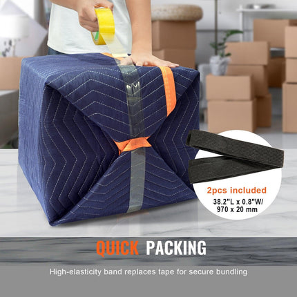 Moving Blankets, 2032 x 1829 mm, 29.5 kg/dz, 12 Packs, Professional Non-Woven & Recycled Cotton Packing Blanket, Heavy Duty Mover Pads for Protecting Furniture, Floors, Appliances, Blue/Orange.
