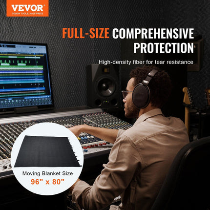 Sound Dampening Blanket, 2438 x 2032 mm Extra Large Studio Grommeted Soundproof Blanket with Grommets, Light Blocker for Door Acoustic Noise Blocking Blanket Studio Sound Absorption Sheet, Black.
