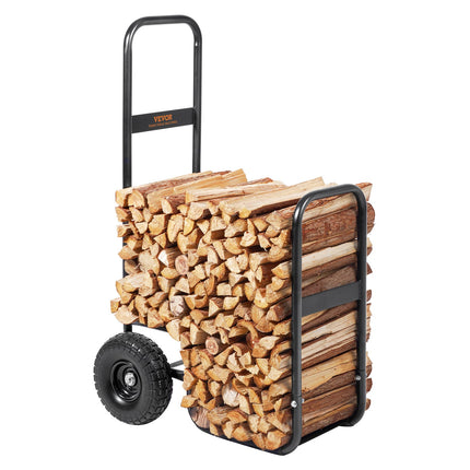 Firewood Log Cart Wood Mover Hauler 250 lbs Capacity on PU Wheels Dolly.