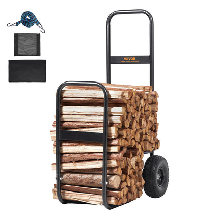 Firewood Log Cart Wood Mover Hauler 250 lbs Capacity on PU Wheels Dolly.
