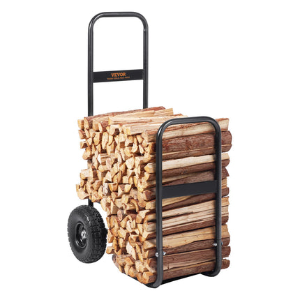 Firewood Log Cart Wood Mover Hauler 250 lbs Capacity on PU Wheels Dolly.