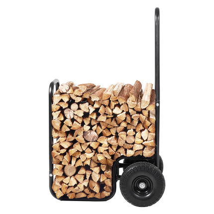 Firewood Log Cart Wood Mover Hauler 250 lbs Capacity on PU Wheels Dolly.