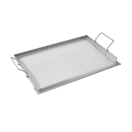 Stainless Steel Griddle, 23x16 inch Universal Flat Top Rectangular Plate, Gas Grill Griddle for BBQ Grill, Teppanyaki, Portable Family Cookware with Handle, for Camping Tailgating Party.