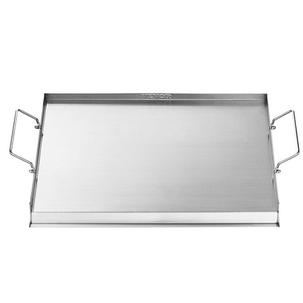 Stainless Steel Griddle, 23x16 inch Universal Flat Top Rectangular Plate, Gas Grill Griddle for BBQ Grill, Teppanyaki, Portable Family Cookware with Handle, for Camping Tailgating Party.