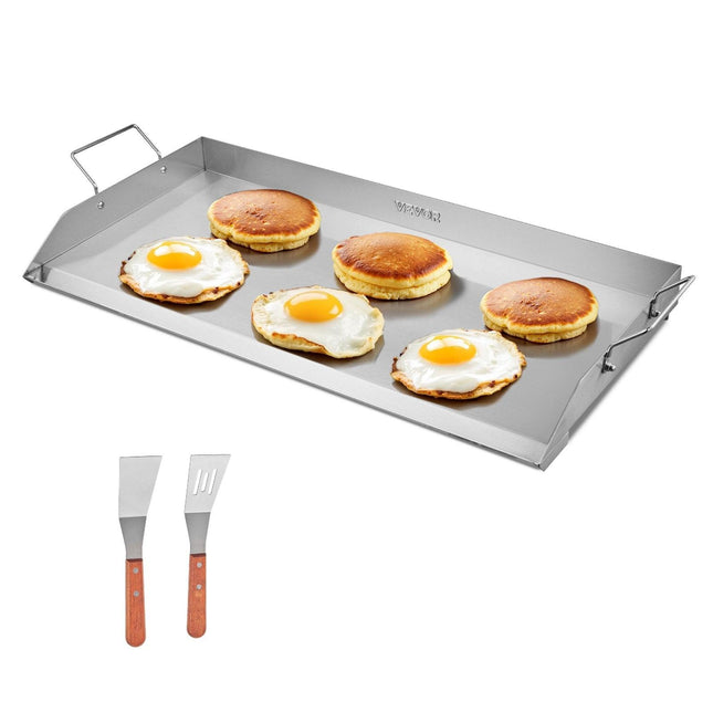 Stainless Steel Griddle, 32x16 inch Universal Flat Top Rectangular Plate, Gas Grill Griddle for BBQ Grill, Teppanyaki, Portable Family Cookware with Handle, for Camping Tailgating Party.