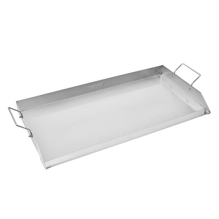 Stainless Steel Griddle, 32x16 inch Universal Flat Top Rectangular Plate, Gas Grill Griddle for BBQ Grill, Teppanyaki, Portable Family Cookware with Handle, for Camping Tailgating Party.