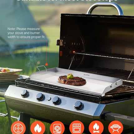 36x22 in Flat Top Griddle Stainless Steel Universal BBQ Grill Pan Cookware.
