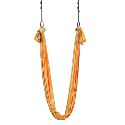 Aerial Yoga Hammock & Swing, 5 m Length, Aerial Yoga Starter Kit with 100gsm Nylon Fabric, Full Rigging Hardware & Easy Set-up Guide, Antigravity Flying for All Levels Fitness Bodybuilding, Gold.