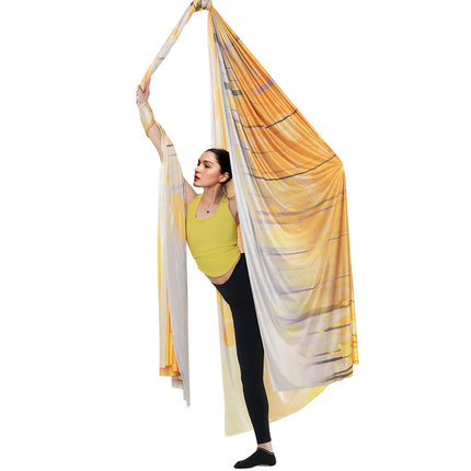 Aerial Yoga Hammock & Swing, 5 m Length, Aerial Yoga Starter Kit with 100gsm Nylon Fabric, Full Rigging Hardware & Easy Set-up Guide, Antigravity Flying for All Levels Fitness Bodybuilding, Gold.
