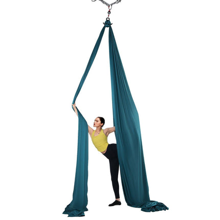 Aerial Silk & Yoga Swing, 8 m Length, Aerial Yoga Hammock Kit with 100gsm Nylon Fabric, Full Rigging Hardware & Easy Set-up Guide, Antigravity Flying for All Levels Fitness Bodybuilding, Green.