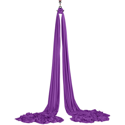 Aerial Silk & Yoga Swing, 8 m Length, Aerial Yoga Hammock Kit with 100gsm Nylon Fabric, Full Rigging Hardware & Easy Set-up Guide, Antigravity Flying for All Levels Fitness Bodybuilding, Purple.