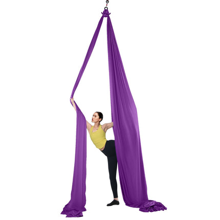 Aerial Silk & Yoga Swing, 8 m Length, Aerial Yoga Hammock Kit with 100gsm Nylon Fabric, Full Rigging Hardware & Easy Set-up Guide, Antigravity Flying for All Levels Fitness Bodybuilding, Purple.