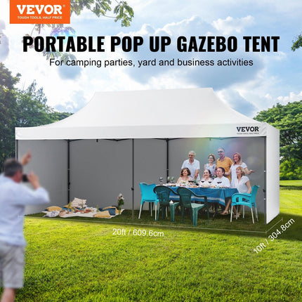 Pop Up Canopy Tent Outdoor Gazebo Tent 10x20FT with Sidewalls & Bag White.