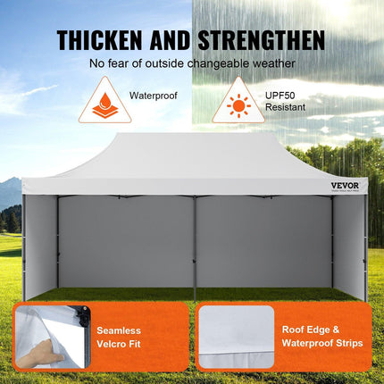 Pop Up Canopy Tent Outdoor Gazebo Tent 10x20FT with Sidewalls & Bag White.