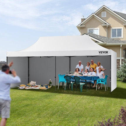 Pop Up Canopy Tent Outdoor Gazebo Tent 10x20FT with Sidewalls & Bag White.