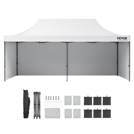 Pop Up Canopy Tent Outdoor Gazebo Tent 10x20FT with Sidewalls & Bag White.