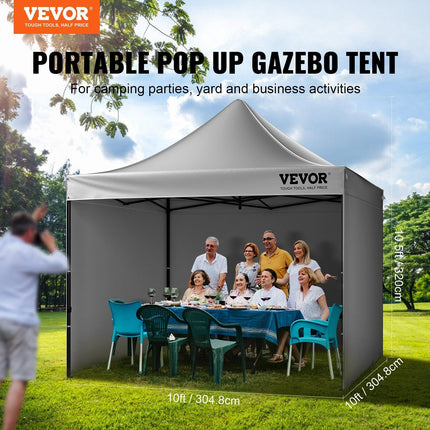 304.8 x 304.8 cm Pop up Canopy with Removable Sidewalls, Instant Canopies Portable Gazebo & Wheeled Bag, UV Resistant Waterproof, Enclosed Canopy Tent for Outdoor Events, Patio, Backyard, Party.