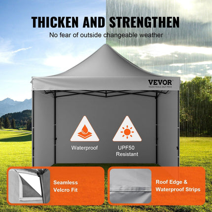 304.8 x 304.8 cm Pop up Canopy with Removable Sidewalls, Instant Canopies Portable Gazebo & Wheeled Bag, UV Resistant Waterproof, Enclosed Canopy Tent for Outdoor Events, Patio, Backyard, Party.