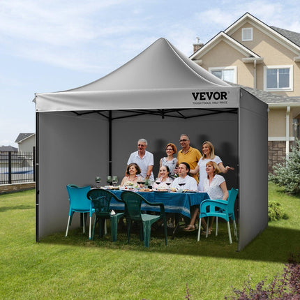304.8 x 304.8 cm Pop up Canopy with Removable Sidewalls, Instant Canopies Portable Gazebo & Wheeled Bag, UV Resistant Waterproof, Enclosed Canopy Tent for Outdoor Events, Patio, Backyard, Party.