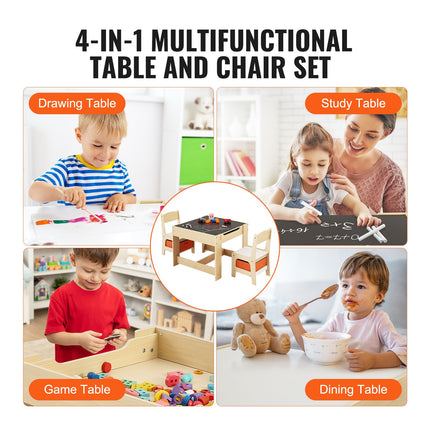 Kids Table and Chair Set Wooden Activity Table with Storage Space & Boxes.