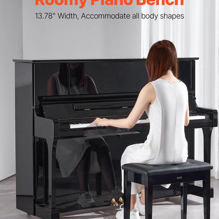 Piano Bench, 22" x 13.78" x 19", Keyboard Piano Chair with High-Density Padded Cushion, Storage Compartment for Music Books, Wooden Piano Bookcase Stool Seat, for Vanity, Living Room, Bedroom.