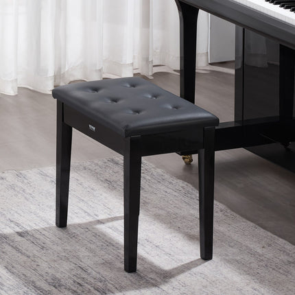 Piano Bench, 22" x 13.78" x 19", Keyboard Piano Chair with High-Density Padded Cushion, Storage Compartment for Music Books, Wooden Piano Bookcase Stool Seat, for Vanity, Living Room, Bedroom.