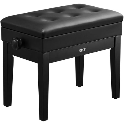 Piano Bench, Keyboard Piano Chair with 19.3"-22.8" Adjustable Height, Padded Cushion, Storage Compartment for Music Books, Heavy Duty Wooden Piano Stool Seat, for Vanity, Living Room, Bedroom.
