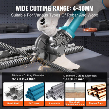 1100W Electric Rebar Cutter Cutting up to 3/2In 4-40mm.