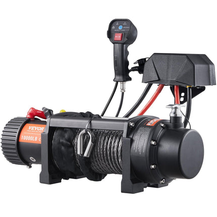VEVOR Electric Winch, 4536 kg Load Capacity Nylon Rope Winch, IP67 8.9 mm x 25.9 m ATV Winch with Wireless Handheld Remote & Hawse Fairlead for Towing Jeep Off-Road SUV Truck Car Trailer Boat.