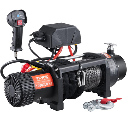 VEVOR Electric Winch, 4536 kg Load Capacity Nylon Rope Winch, IP67 8.9 mm x 25.9 m ATV Winch with Wireless Handheld Remote & Hawse Fairlead for Towing Jeep Off-Road SUV Truck Car Trailer Boat.