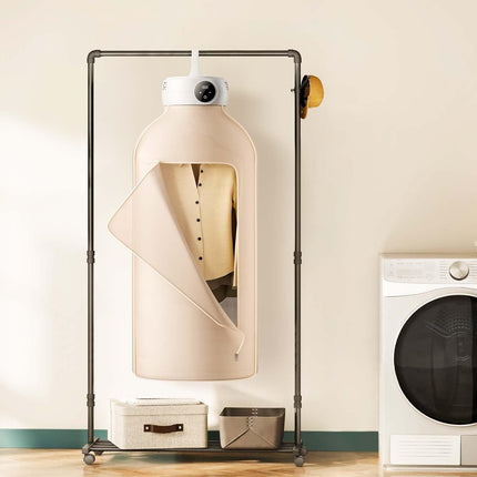 Portable Clothes Dryer, Clothes Dryer with Dryer Bag, PTC Heating & LED Display, Foldable Mini Dryer with 5-H Timer for Apartments, Dorms, RVs, or Hotels, 600W, Beige.